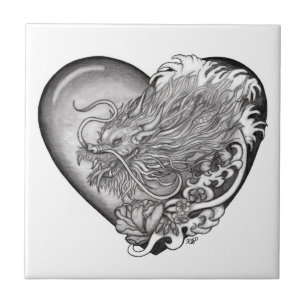 Azulejo De Cerâmica Dragão Heart