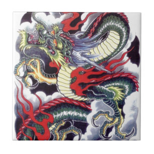 Azulejo De Cerâmica Dragão Japonês