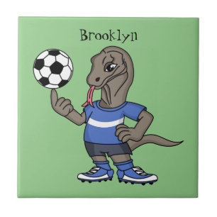Azulejo De Cerâmica Dragão Komodo engraçado bonito jogando cartoon de
