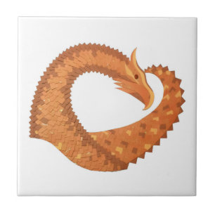 Azulejo De Cerâmica Dragão laranja queimado em branco