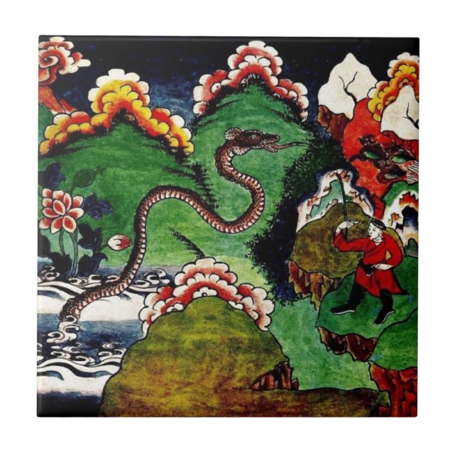 Azulejo De Cerâmica Dragão mitológico (Frente)