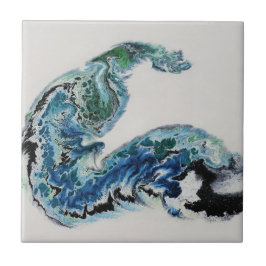 Azulejo De Cerâmica “Dragão nas Ondas – Energia Oceânica Abstrata