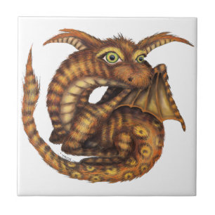 Azulejo De Cerâmica Dragão peludo bonito