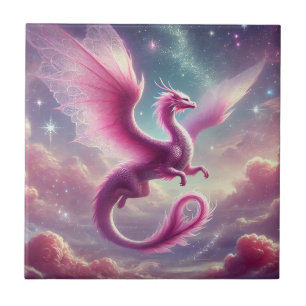 Azulejo De Cerâmica Dragão Rosa