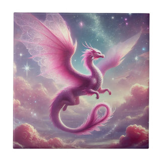 Azulejo De Cerâmica Dragão Rosa