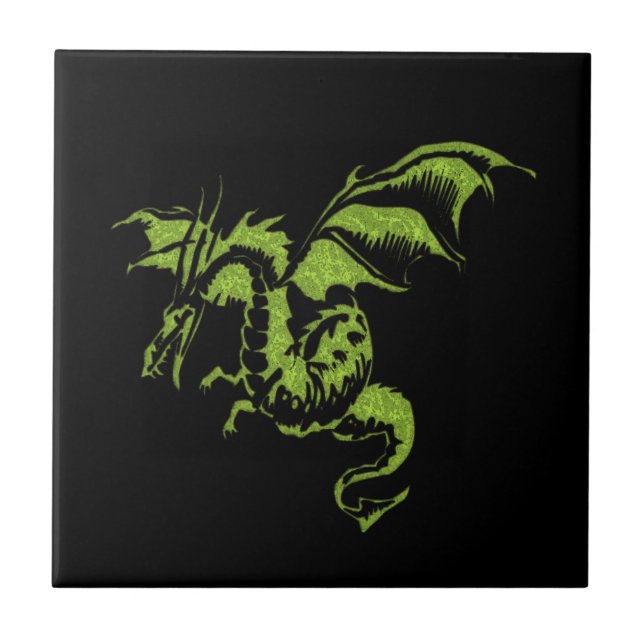 Azulejo De Cerâmica Dragão Verde (Frente)