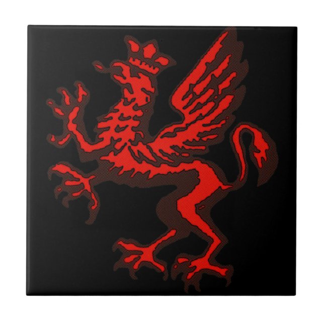 Azulejo De Cerâmica Dragão vermelho (Frente)