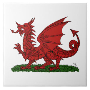 Azulejo De Cerâmica Dragão Vermelho do País de Gales