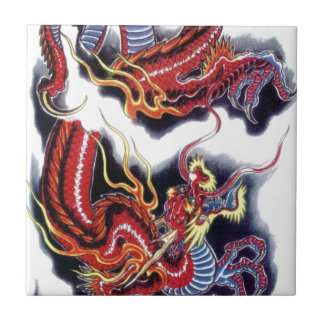 Azulejo De Cerâmica Dragão Vermelho Japonês