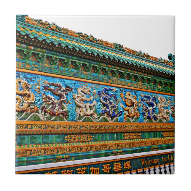 Azulejo De Cerâmica Dragões chineses (Frente)