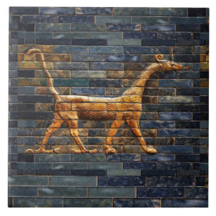 Azulejo De Cerâmica DRAGÕES DE SERPENTE BABILÔNICOS Arte Assíria Antig