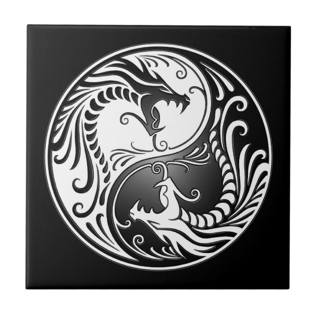 Azulejo De Cerâmica Dragões de Yin Yang (Frente)