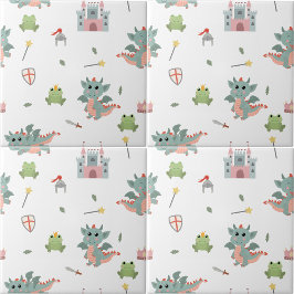 Azulejo De Cerâmica Dragon Knights Fairytale Medieval Castle Nursery