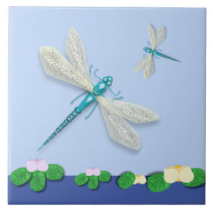 Azulejo De Cerâmica Dragonflies azuis