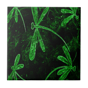 Azulejo De Cerâmica Dragonflies Neon Green
