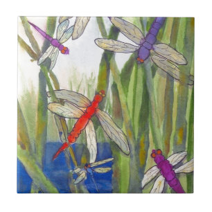 Azulejo De Cerâmica Dragonflies Summer