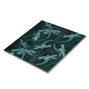 Azulejo De Cerâmica Dragonfly Dance Midnight Blue