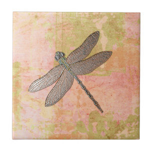 Azulejo De Cerâmica Dragonfly de Impressões Rosa