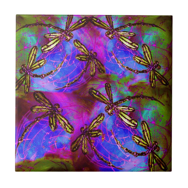 Azulejo De Cerâmica Dragonfly Hippy Flit (Frente)