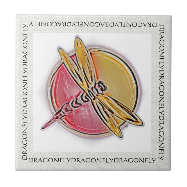 Azulejo De Cerâmica Dragonfly Red Yellow (Frente)