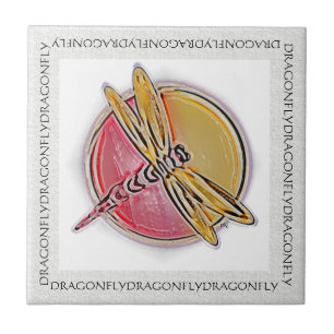 Azulejo De Cerâmica Dragonfly Vermelho Amarelo