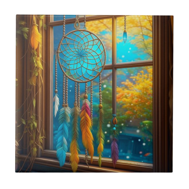 Azulejo De Cerâmica Dreamcatcher no Window Boho (Frente)