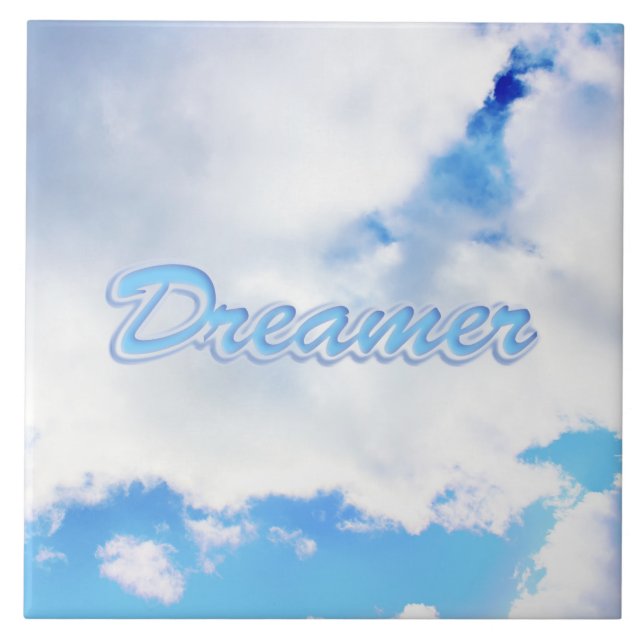 Azulejo De Cerâmica Dreamer Puffy White Clouds e Blue Sky (Frente)