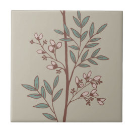 Azulejo De Cerâmica Dreamy Petals on Branches L verde rosa bege