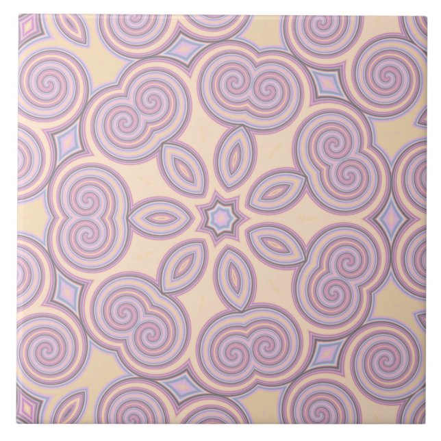 Azulejo De Cerâmica Dreamy Swirls - Padrão Psicodélico Pastel (Frente)