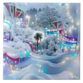 Azulejo De Cerâmica Dreamy Winter Wonderland Lights