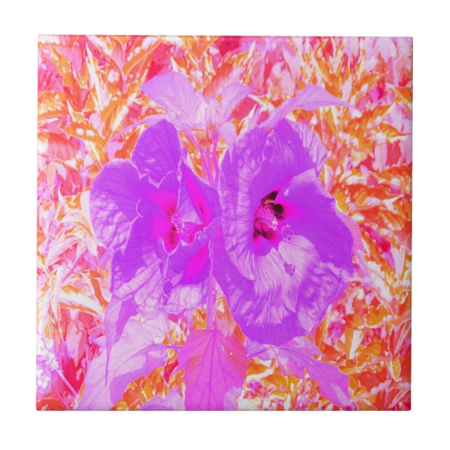 Azulejo De Cerâmica Duas ameixas roxas e rosadas a quente, com ameixa (Frente)