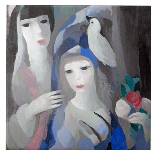 Azulejo De Cerâmica Duas Dama e Dove, Marie Laurencin (Frente)