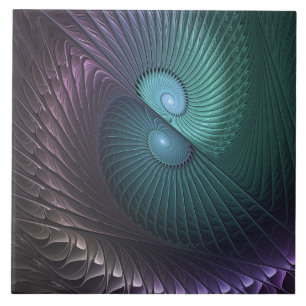Azulejo De Cerâmica Duas espirais coloridas arte fractal abstrata mode
