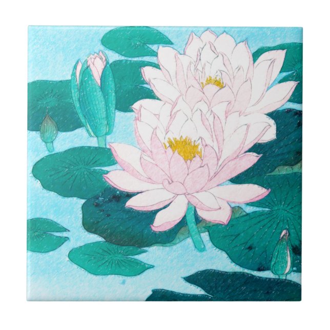 Azulejo De Cerâmica Duas flores de Lotus (Frente)