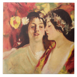 Azulejo De Cerâmica Duas musas de Primavera (por Stefan Luchian)