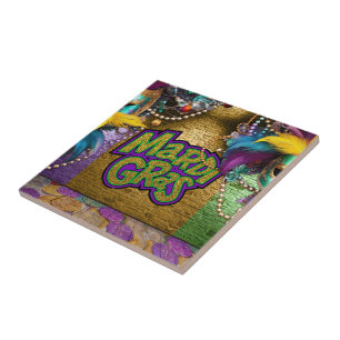 Azulejo De Cerâmica Dúbloons gráficos com o tema Mardi Gras de Slipper