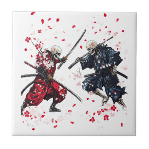 Azulejo De Cerâmica Duelo de Samurai da Caveira