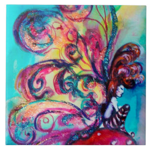 AZULEJO DE CERÂMICA  DUENDE PEQUENO DOS COGUMELOS