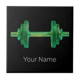 Azulejo De Cerâmica Dumbbell Retro Bodybuilder Gym Malhação Ou Treinad