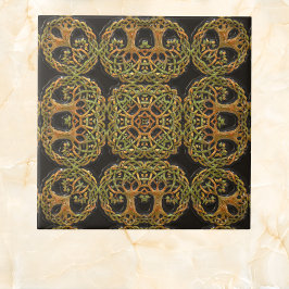 Azulejo De Cerâmica Dupla árvore de vida falsa no padrão embutido pret