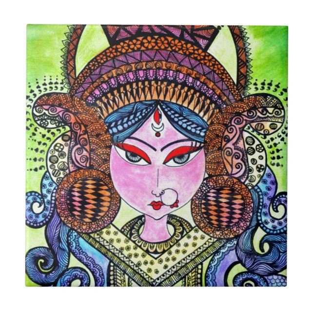 Azulejo De Cerâmica Durga Maa (Frente)