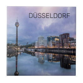 Azulejo De Cerâmica Dusseldorf Skyline Alemanha Holiday Sunset Souveni