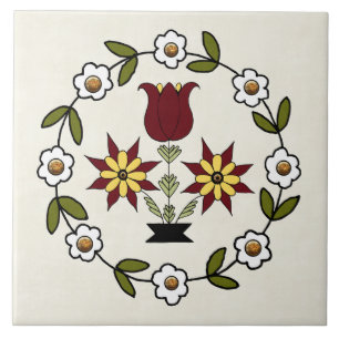 Azulejo De Cerâmica Dutch Country Folk Floral