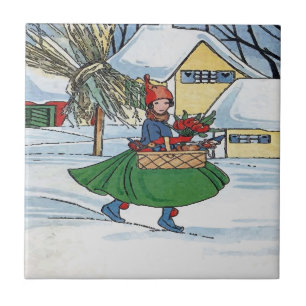 Azulejo De Cerâmica Dutch Girl, Delft Blue