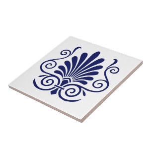 Azulejo De Cerâmica DY Cores Art Deco Árabe Plume Azul em Branco