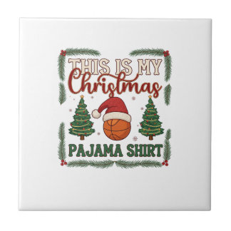 Azulejo De Cerâmica É Basquete de Pijama de Natal Chapéu do Papai Noel