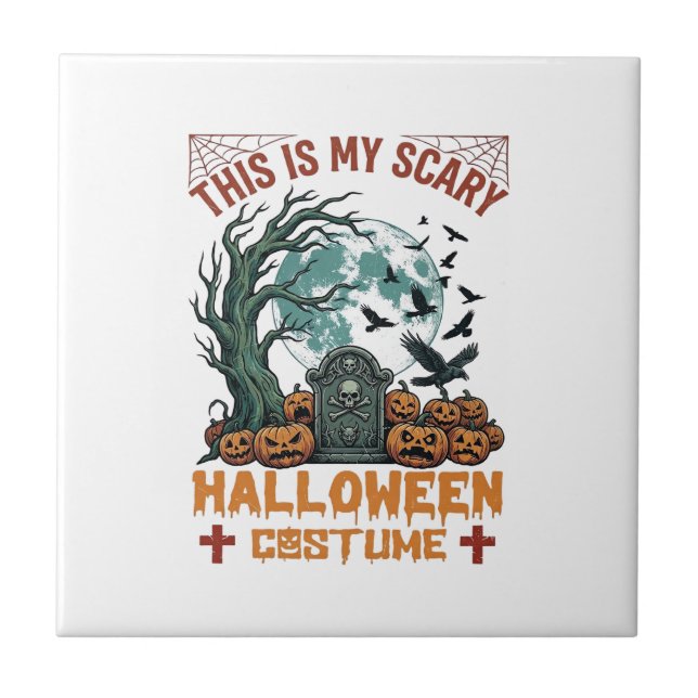 Azulejo De Cerâmica É Custa de Halloween Assustadora Abóboras Luar (Frente)