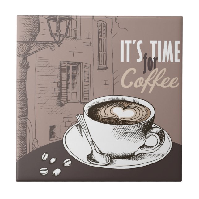 Azulejo De Cerâmica É hora para o café (Frente)