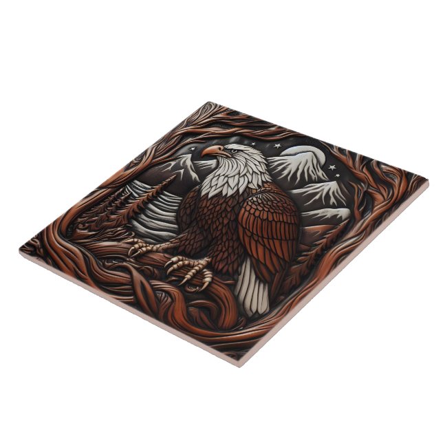 Azulejo De Cerâmica Eagle Leather Carving With Canadian Flair (Lateral)