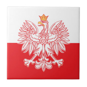 Azulejo De Cerâmica Eagle polonês esboçado no vermelho